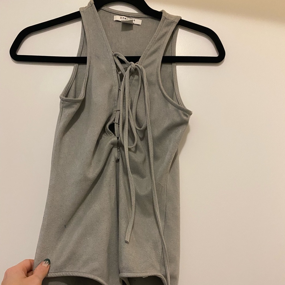 Nordstrom BP “Glamorous “Grey Suede Bodysuit in XS